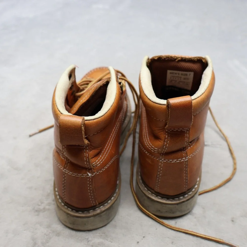 Golden Fox Mens 7 Work Boots Brown Leather Moc Steel Toe Lace-Up Rugged 6